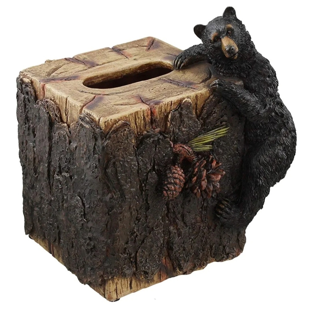 Bear Tree Trunk Tissue Box Cover